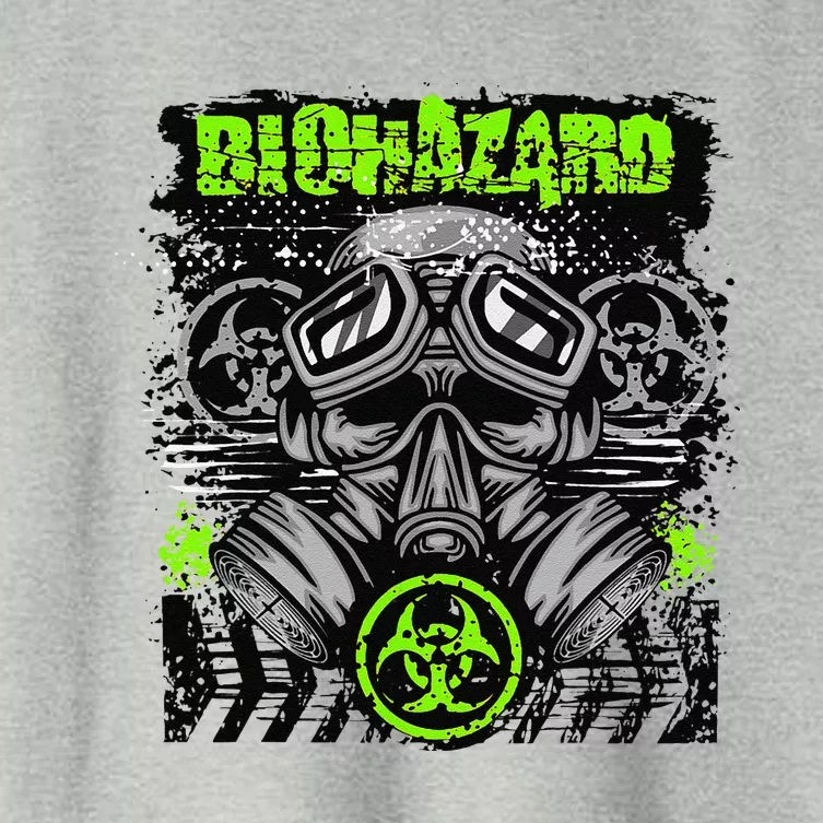 Green BioHazard Face Mask Funny Halloween Women's Crop Top Tee