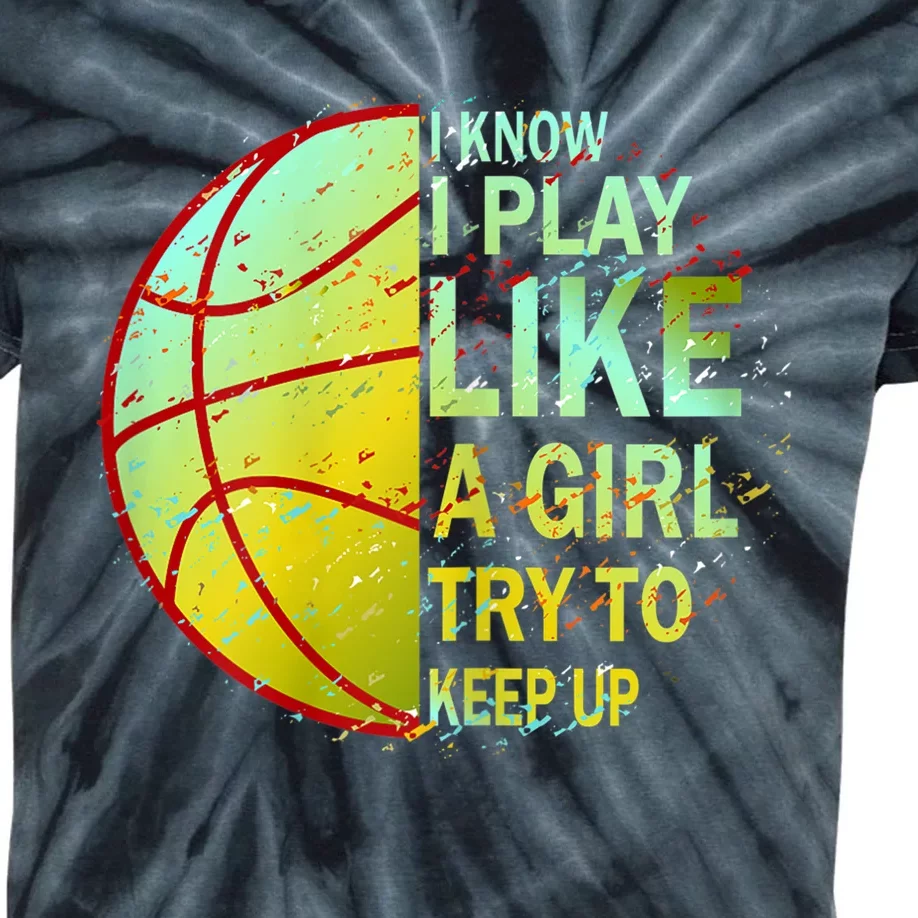 Girls Basketball Funny Gift Kids Tie-Dye T-Shirt