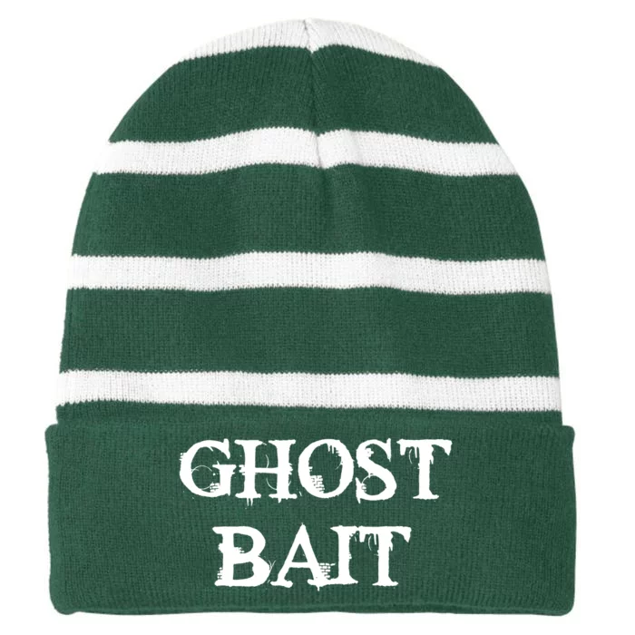 Ghost Bait Funny Paranormal Ghost Hunting Scary Halloween Striped Beanie with Solid Band