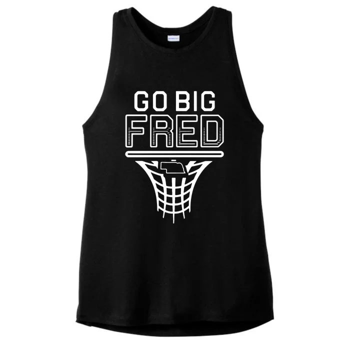 Go Big Fred Nebraska Basketball Ladies Tri-Blend Wicking Tank