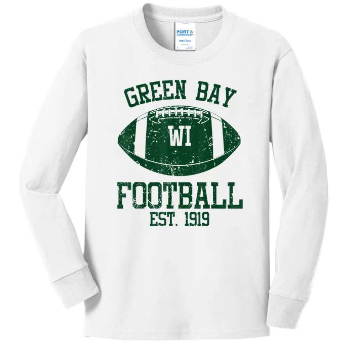 Green Bay Football Fans Est.1919 Old Vintage Style Classic Kids Long Sleeve Shirt