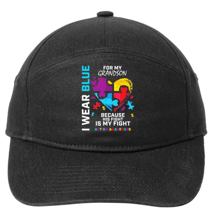 Grandma Blue For My Great Grandson Autism Support 7-Panel Snapback Hat