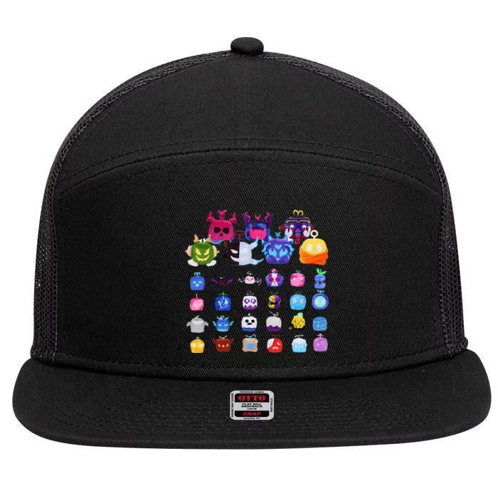 Game Blox Fruits 7 Panel Mesh Trucker Snapback Hat