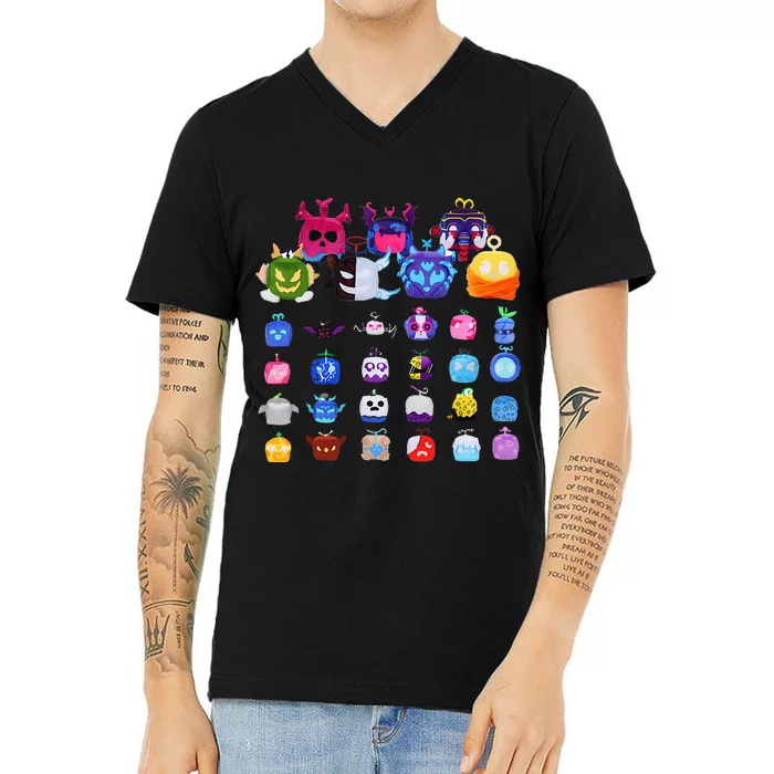 Game Blox Fruits V-Neck T-Shirt