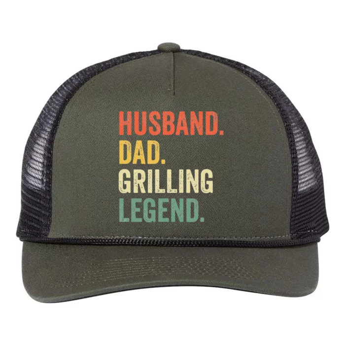 Grilling BBQ Father Funny Husband Grill Dad Legend Vintage Retro Rope Trucker Hat Cap