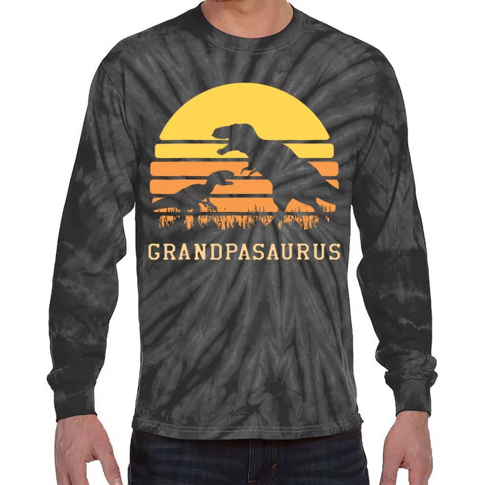 Grandpasaurus Best Grandpa Ever Grandparent Dino Lover Tie-Dye Long Sleeve Shirt