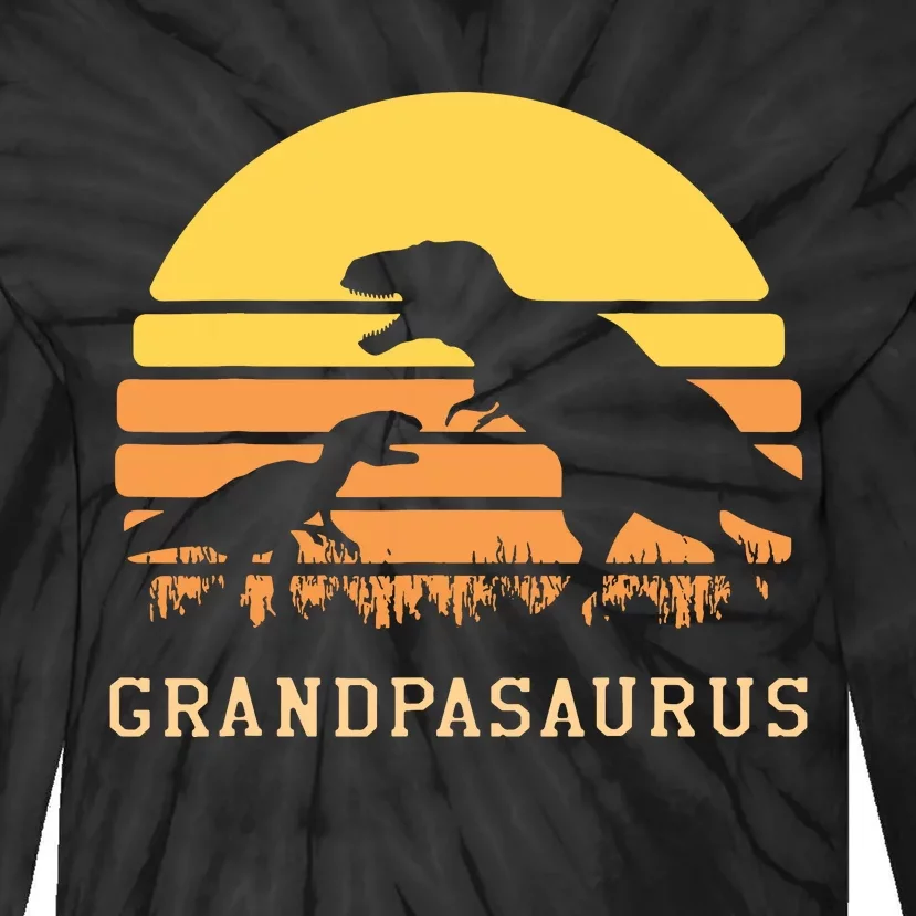 Grandpasaurus Best Grandpa Ever Grandparent Dino Lover Tie-Dye Long Sleeve Shirt