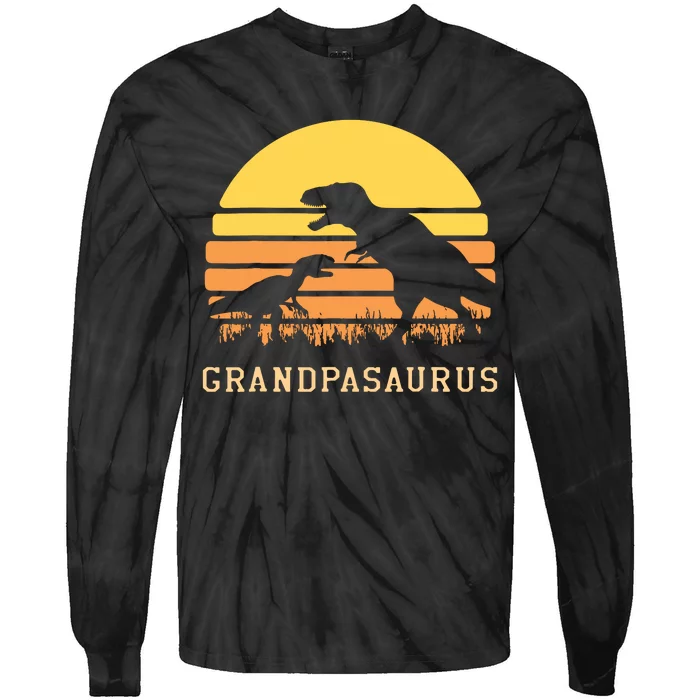 Grandpasaurus Best Grandpa Ever Grandparent Dino Lover Tie-Dye Long Sleeve Shirt