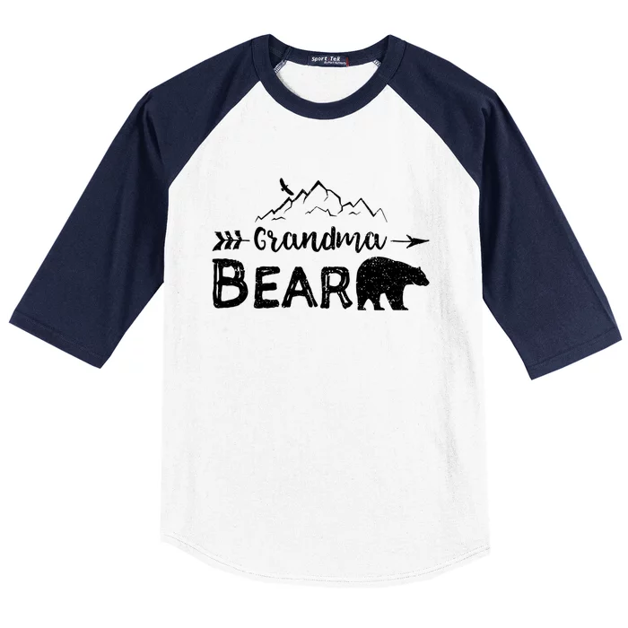 Grandma Bear Gift Matching Family Grandparents Camping Baseball Sleeve Shirt