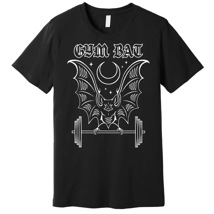 Gym Bat Gothlete Workout Vampire Bat And Moon Healthy Goth Premium T-Shirt