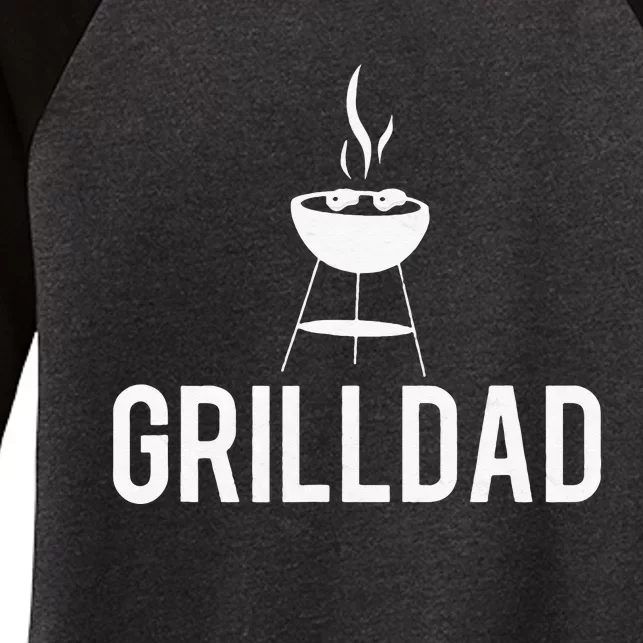 Grilldad Barbecue Grill Daddy Master BBQ Smoker Chef Dad Women's Tri-Blend 3/4-Sleeve Raglan Shirt