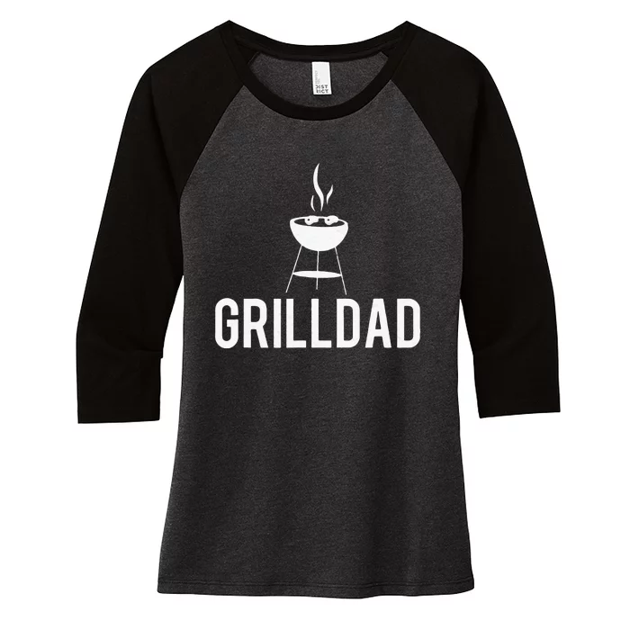 Grilldad Barbecue Grill Daddy Master BBQ Smoker Chef Dad Women's Tri-Blend 3/4-Sleeve Raglan Shirt