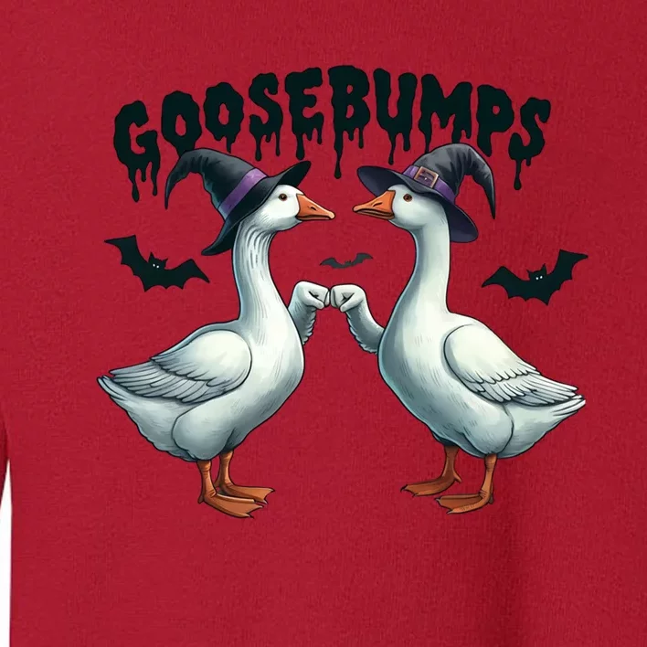 Goose Bumps Geese Fist Bumping Animal Pun Witch Halloween Toddler Sweatshirt