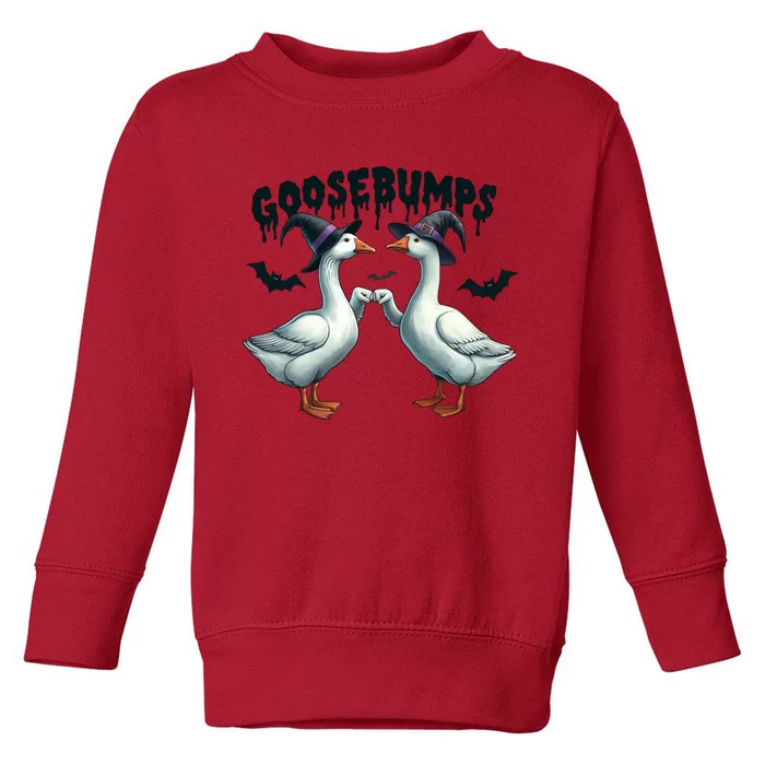 Goose Bumps Geese Fist Bumping Animal Pun Witch Halloween Toddler Sweatshirt