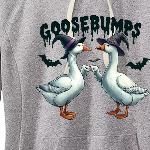 Goose Bumps Geese Fist Bumping Animal Pun Witch Halloween Women's Fleece Hoodie