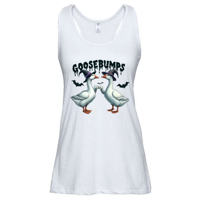 Goose Bumps Geese Fist Bumping Animal Pun Witch Halloween Ladies Essential Flowy Tank