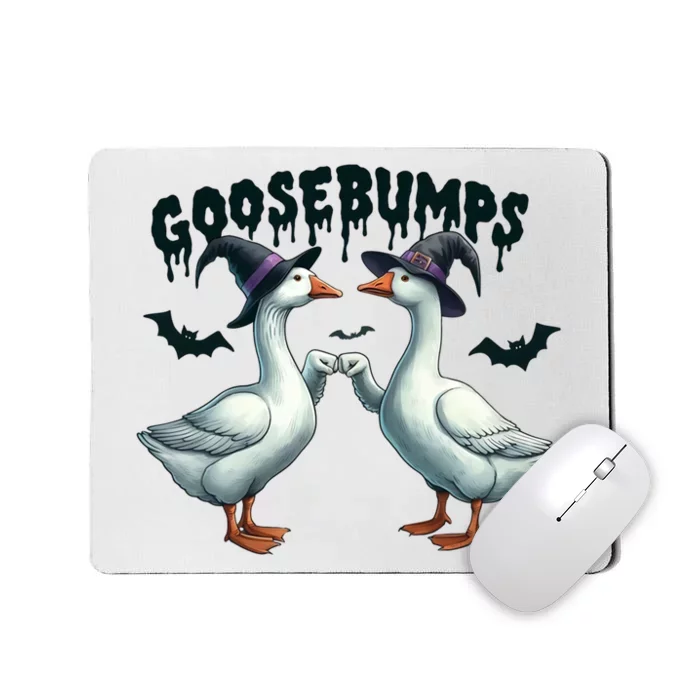 Goose Bumps Geese Fist Bumping Animal Pun Witch Halloween Mousepad