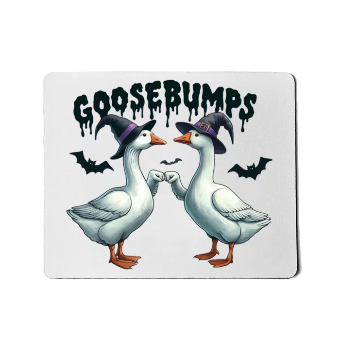 Goose Bumps Geese Fist Bumping Animal Pun Witch Halloween Mousepad