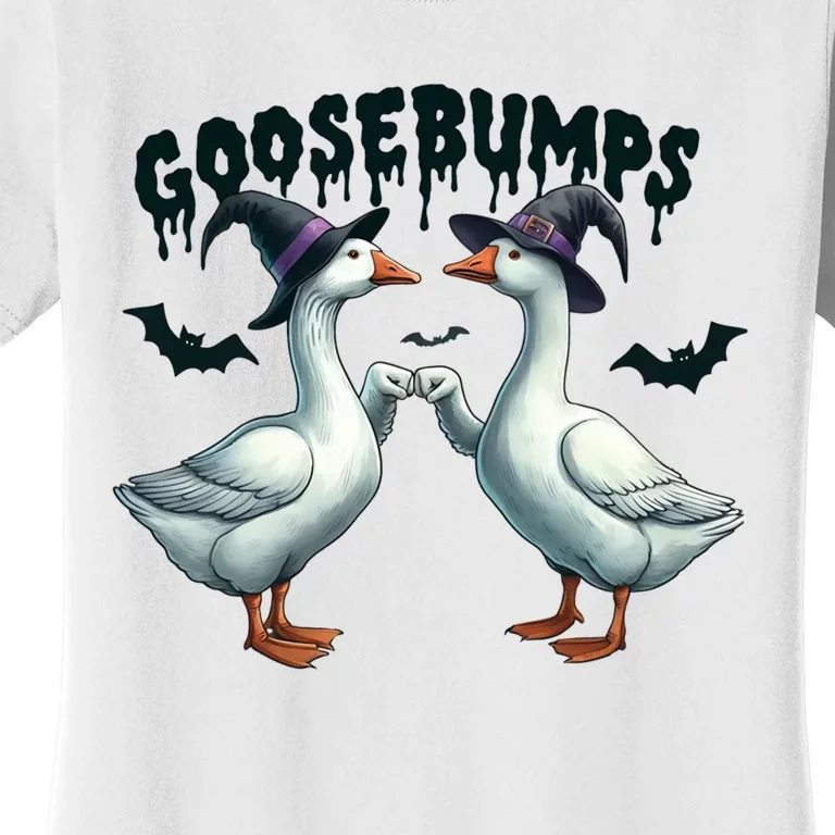 Goose Bumps Geese Fist Bumping Animal Pun Witch Halloween Women's T-Shirt