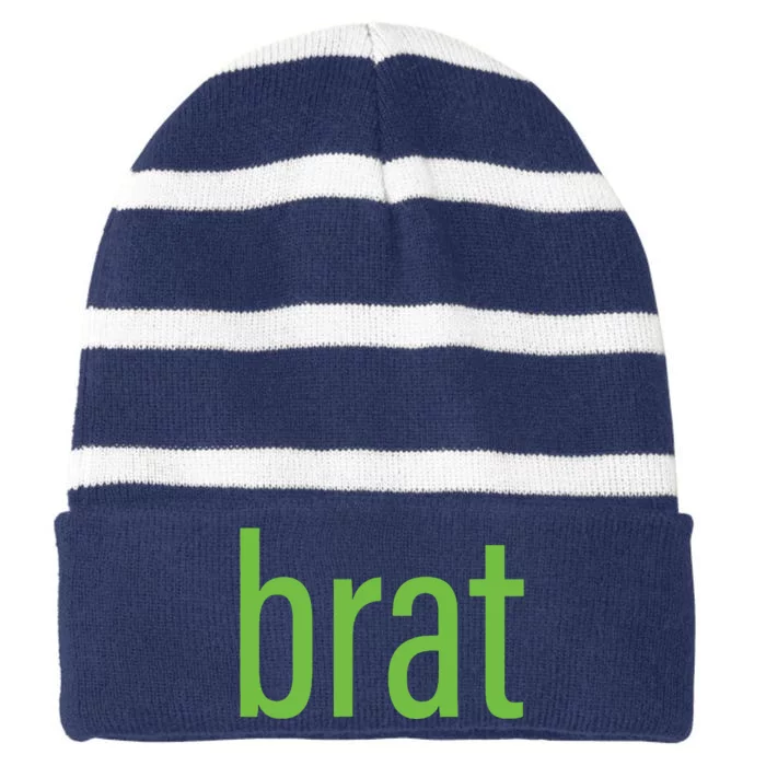 Green Brat Striped Beanie with Solid Band