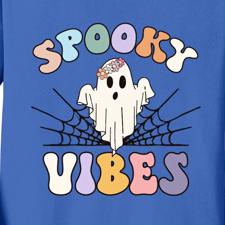 Groovy Boo Ghost Spooky Vibes Halloween Costumes Gift Kids Long Sleeve Shirt