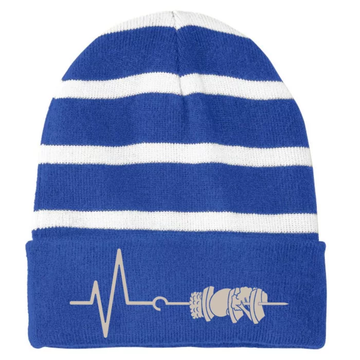 Grilling Bbq Grillmaster Meat Lover Heartbeat Barbecue Gift Striped Beanie with Solid Band