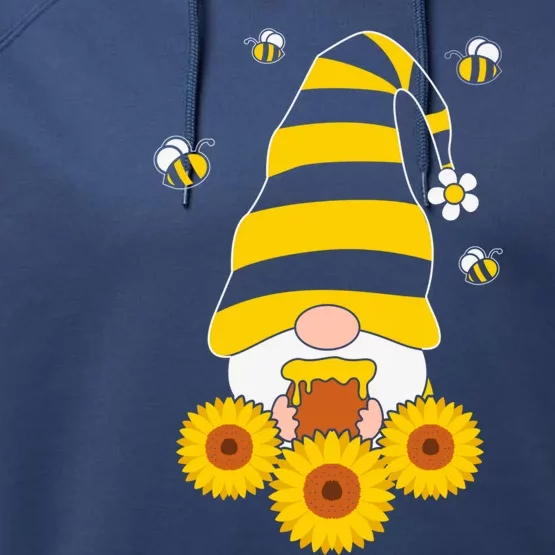 Gnome Bee Graphic Gift Performance Fleece Hoodie