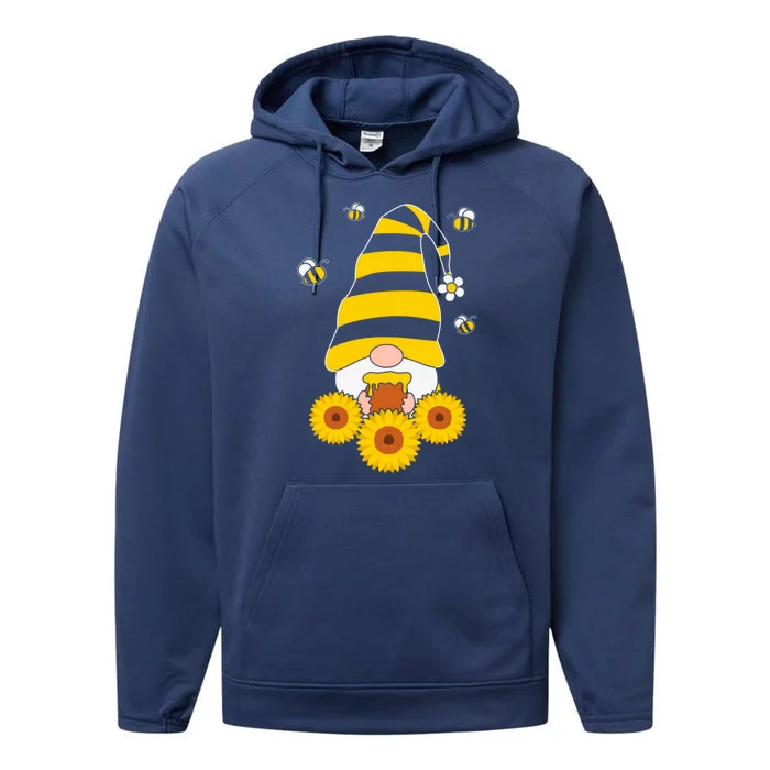 Gnome Bee Graphic Gift Performance Fleece Hoodie