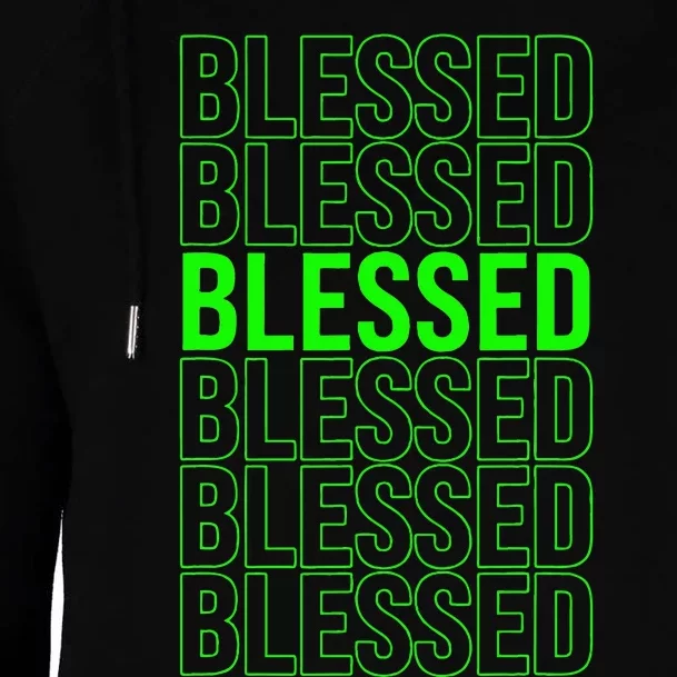 Green Blessed Green Womens Funnel Neck Pullover Hood