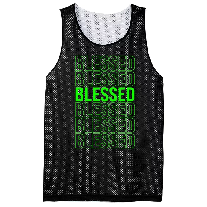 Green Blessed Green Mesh Reversible Basketball Jersey Tank