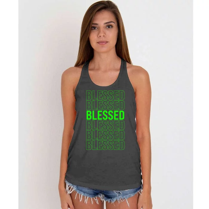 Green Blessed Green Women's Knotted Racerback Tank