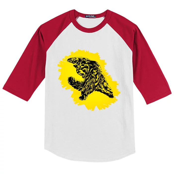 Grizzly Bear Grizzlies Motif Predator Bears Forest Animals Gift Kids Colorblock Raglan Jersey