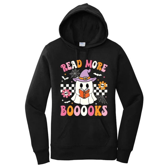 Groovy Booooks Ghost Read More Books Funny Teacher Halloween Women's Pullover Hoodie