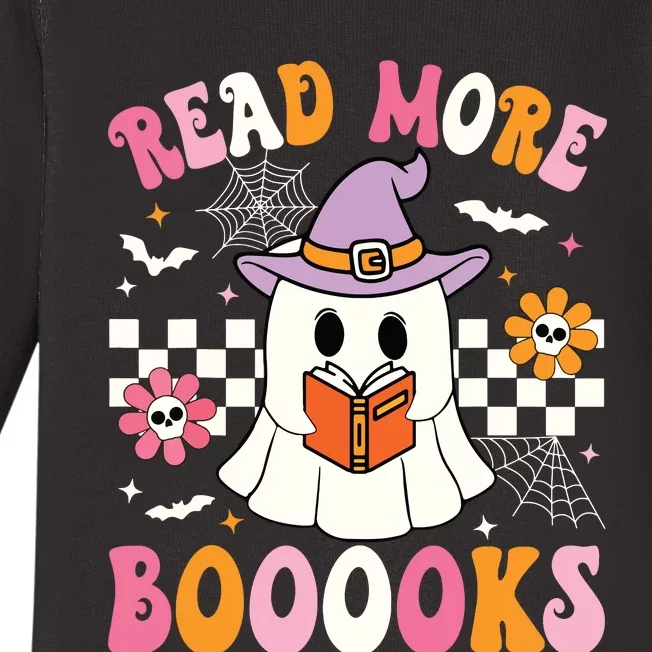 Groovy Booooks Ghost Read More Books Funny Teacher Halloween Baby Long Sleeve Bodysuit