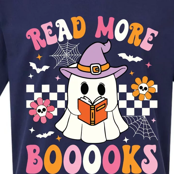 Groovy Booooks Ghost Read More Books Funny Teacher Halloween Sueded Cloud Jersey T-Shirt