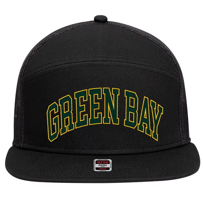 Green Bay 7 Panel Mesh Trucker Snapback Hat