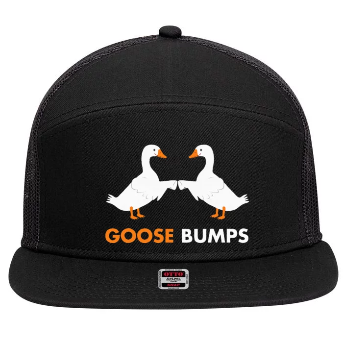 Goose Bumps Goosebumps Funny Geese Fist Bump Pun 7 Panel Mesh Trucker Snapback Hat