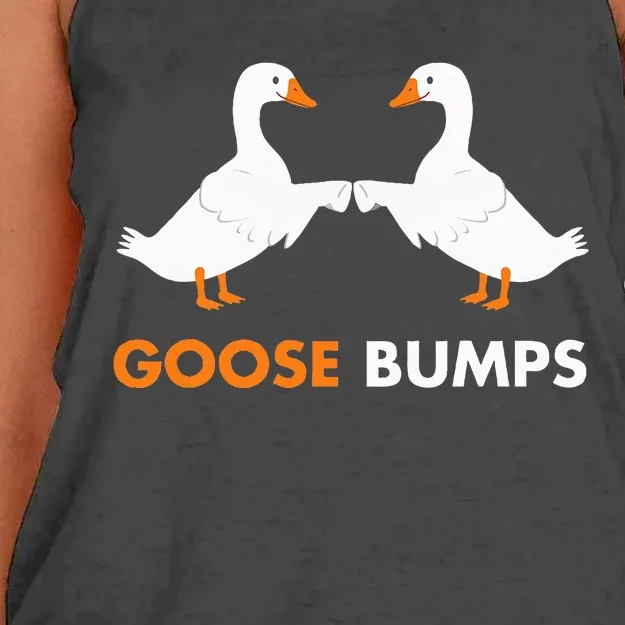 Goose Bumps Goosebumps Funny Geese Fist Bump Pun Women's Knotted Racerback Tank