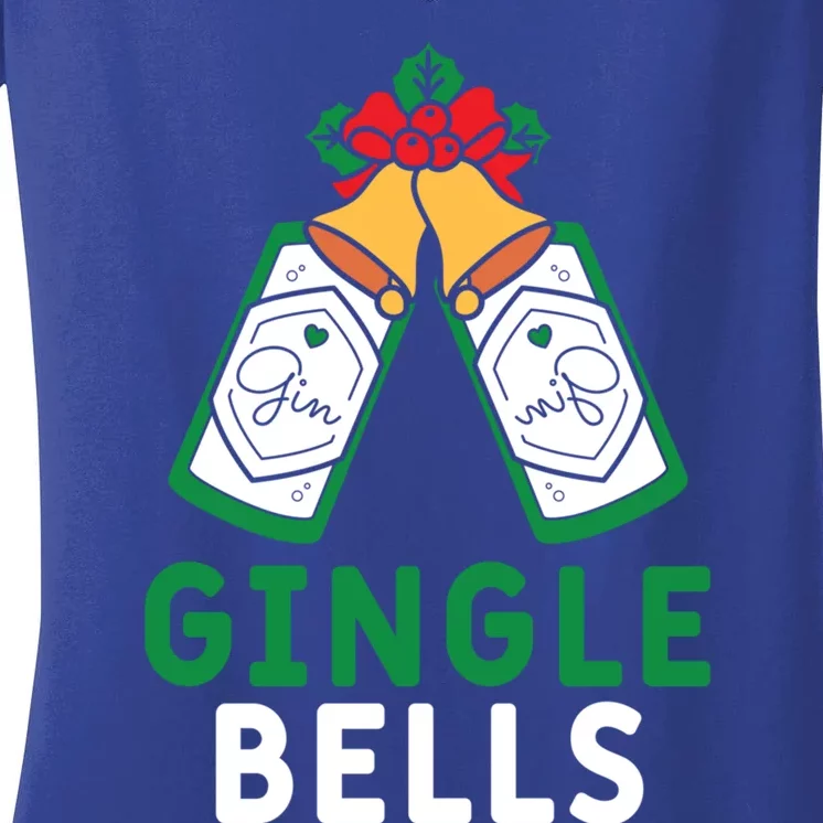 Gingle Bells Gin Funny Xmas Gin Er Christmas Ing Gift Women's V-Neck T-Shirt