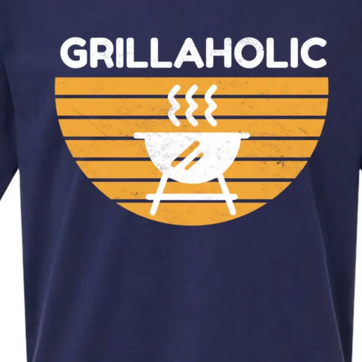 Grillaholic Barbecue Grill Master Bbq Smoker Chef Dad Gift Sueded Cloud Jersey T-Shirt