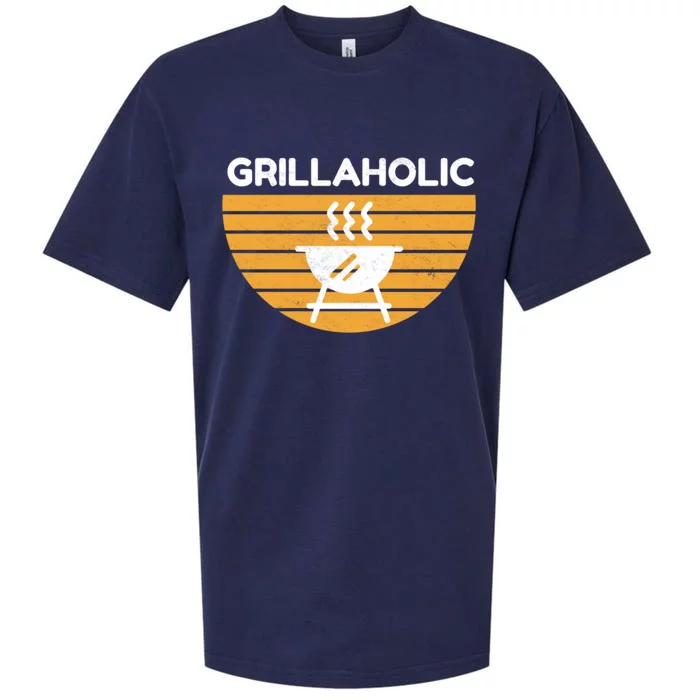 Grillaholic Barbecue Grill Master Bbq Smoker Chef Dad Gift Sueded Cloud Jersey T-Shirt