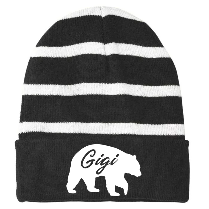 Gigi Bear Striped Beanie with Solid Band