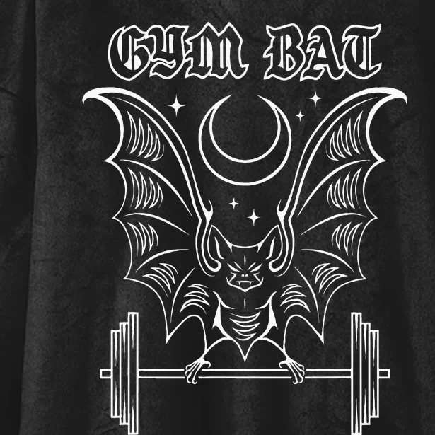 Gym Bat Gothlete Workout Vampire Bat And Moon Healthy Goth Hooded Wearable Blanket