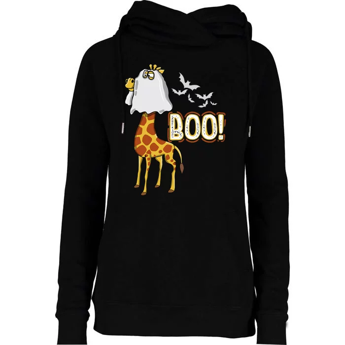 Giraffe Boo Halloween Fun Costume Party Womens Funnel Neck Pullover Hood