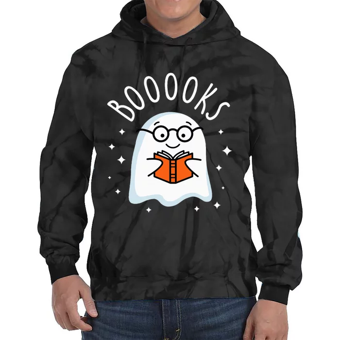 Ghostly Bookworm Halloween Costume Tie Dye Hoodie