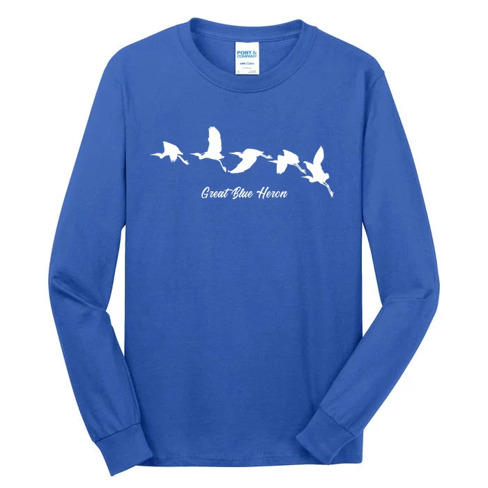 Great Blue Heron Flying Bird Watching Wildlife Conservation Gift Tall Long Sleeve T-Shirt