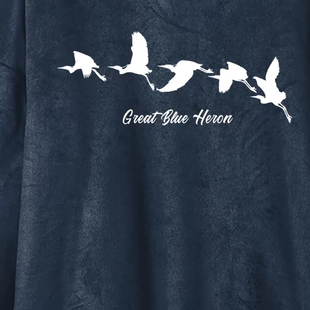 Great Blue Heron Flying Bird Watching Wildlife Conservation Gift Hooded Wearable Blanket