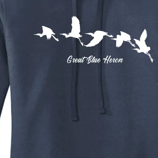 Great Blue Heron Flying Bird Watching Wildlife Conservation Gift Women's Pullover Hoodie