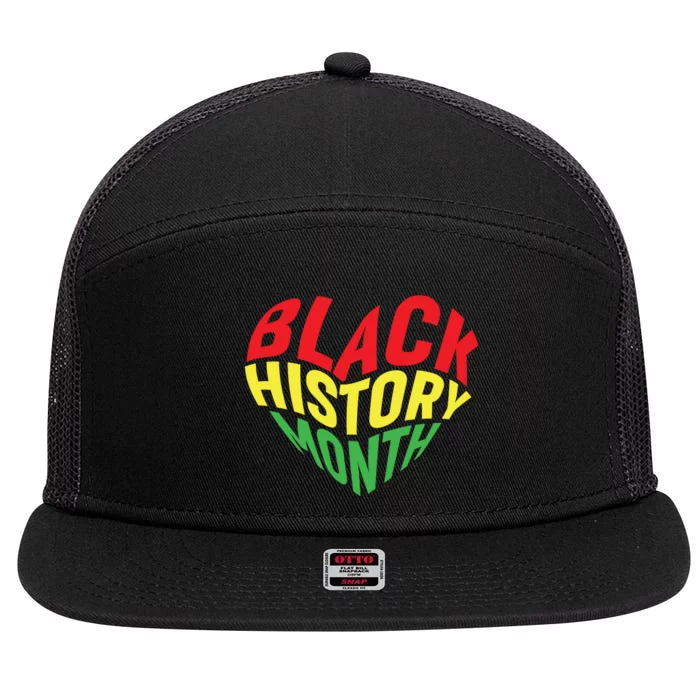 Groovy Black History Month Heart Afro America 7 Panel Mesh Trucker Snapback Hat