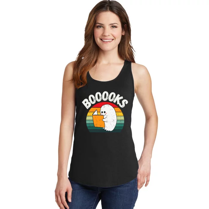 Ghost Booooks Halloween Boo Teacher And Kids Reading Books Ladies Essential Tank